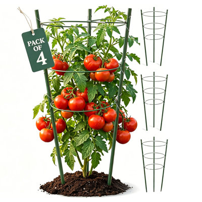 4 Pack Round Lansing 17.72 Inch Adjustable, For Raised Garden Beds Pots, For Tomatoes Cucumbers Peppers