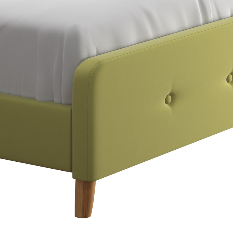 Onel Upholstered Standard Bed, Chartreuse, Queen