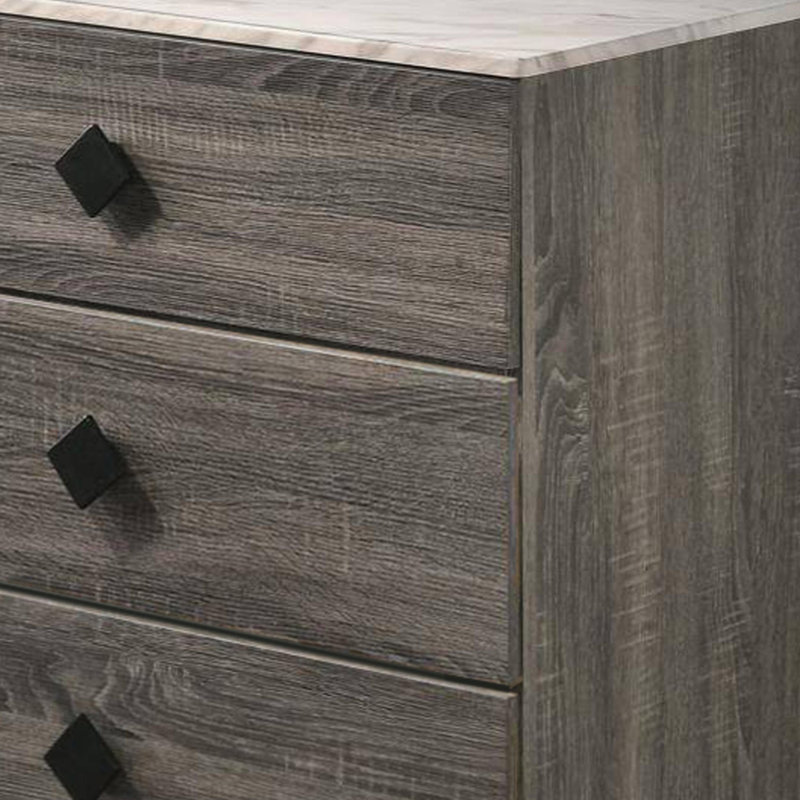 Commode en bois avec 5 tiroirs gris, Gris