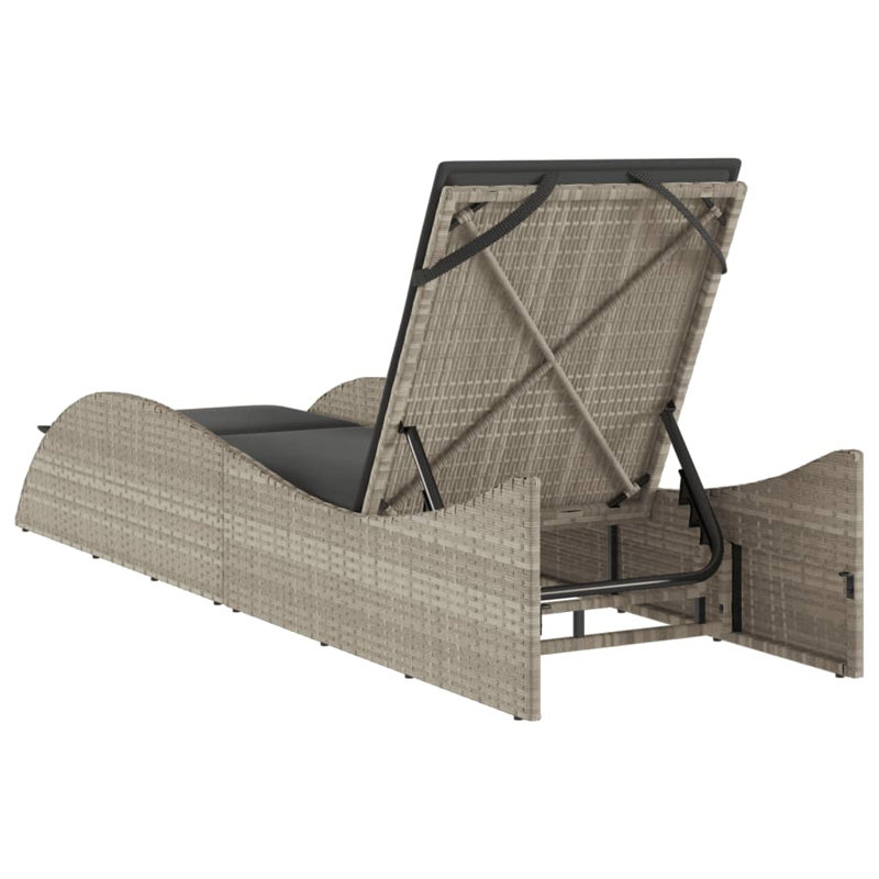  Chaise longue de patio gris clair, Gris foncé, Gris clair