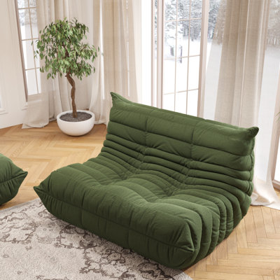 Armless 2-Seat Togo Two Seater Large Bean Bag Sofa,No-Assembly Teddy Fabric Sofa by Trule
