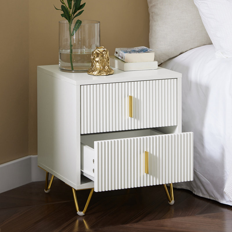 40cm W Bedside Table, White