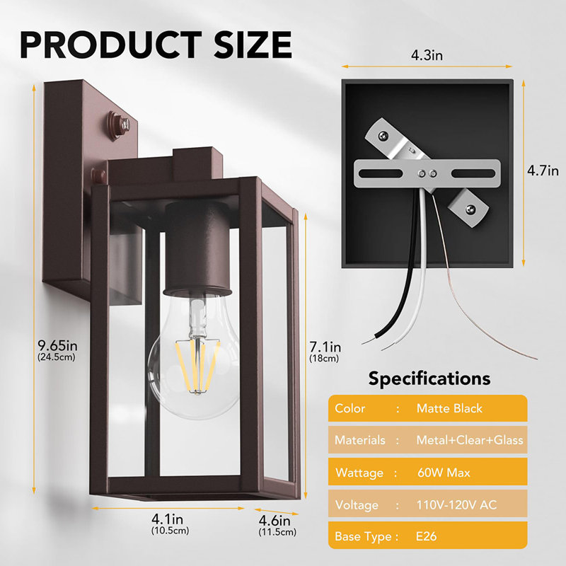 Dusk to Dawn Outdoor Wall Lantern 2 Pack (Bulbs not Included), Bronze