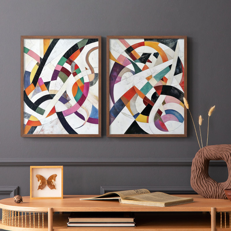 ABSTRACT Series LXVI-Premium Framed Print -Ready to Hang - No Nails Required - No Nails Required, 29" H x 46" W, Walnut