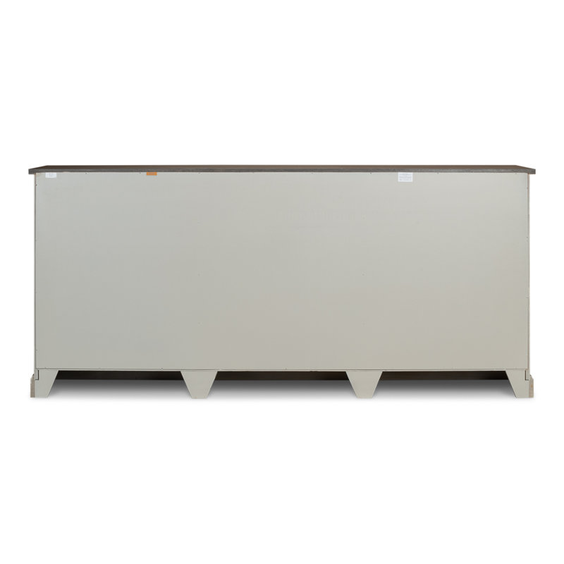 Pagnano 96'' W Solid Wood Sideboard, Gray Oak/Stone Gray