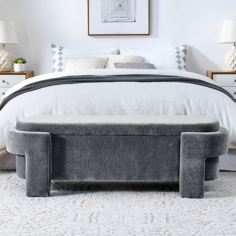 Kamrul Upholstered Storage Bench, Gray