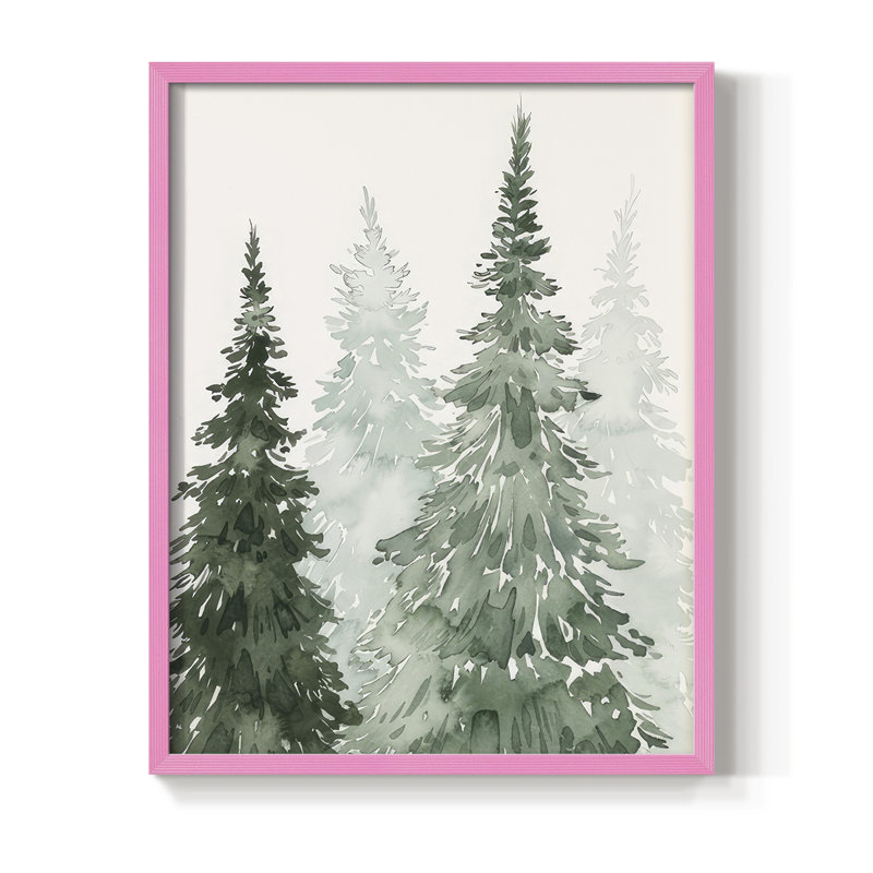 Impression encadrée Winter Washed Coppice II - bois massif, Encadré rose, H 15 po x l 12 po