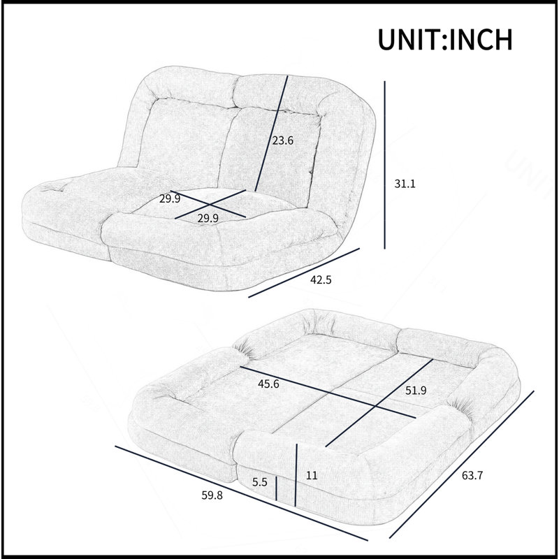Canapé-lit convertible simple pliable, rose, la partie droite du produit complet., Rose