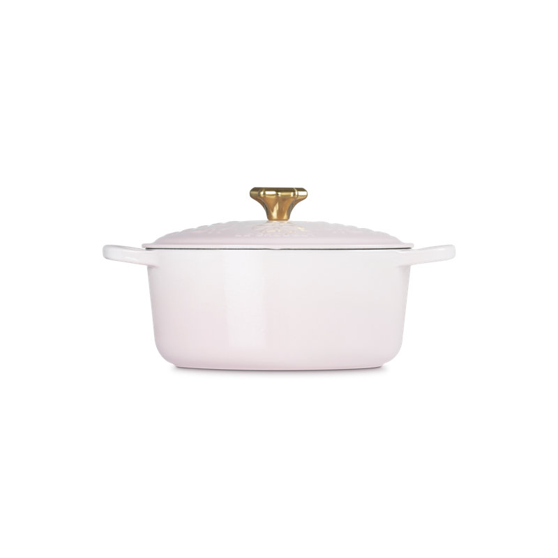 Le Creuset Enameled Cast Iron  Holiday Tree Signature Round Dutch Oven With Gold Star Knob, 4.5 Qt. - Cerise, Shell Pink