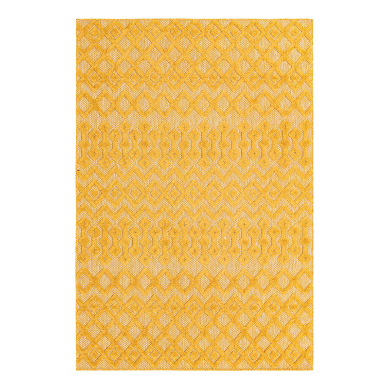 Tapis intérieur / extérieur jaune Gritton, Rectangle 6 pi x 9 pi