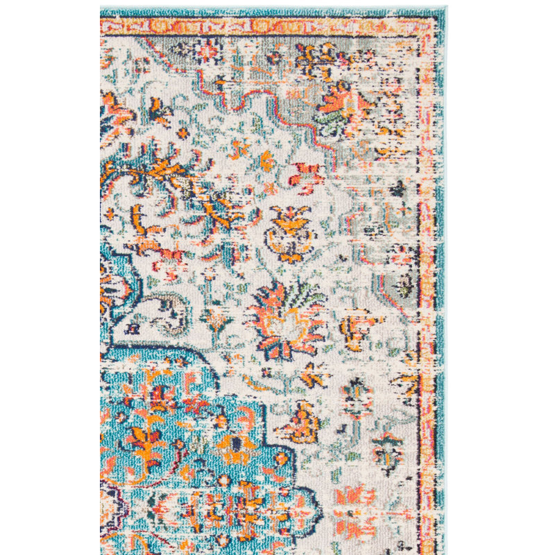 Felty Oriental Area Rug, Runner 2'2" x 22', Gray/Light Blue/Orange