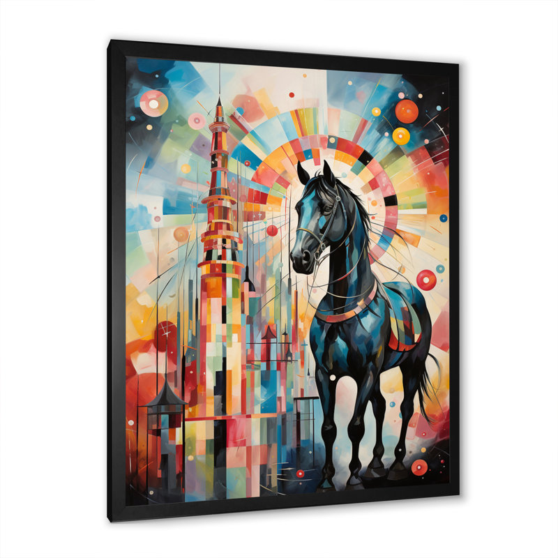 Carrousel de carrousel de couleur sur toile, Cadre photo noir, H 20 po x l 12 po x P 1 po