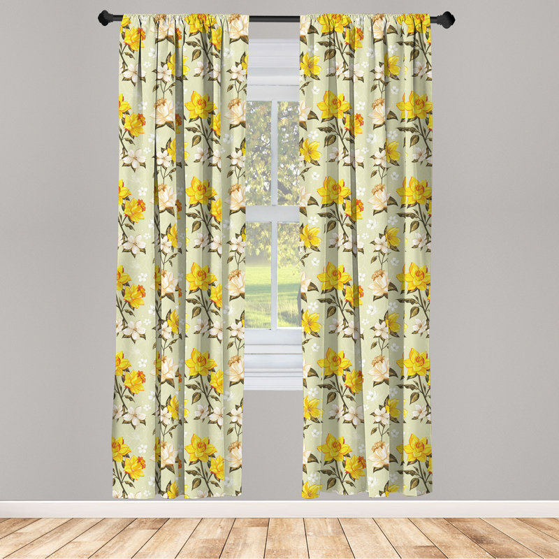 Floral Semi-Sheer Rod Pocket Curtain Panels, 28" x 95"