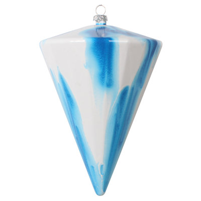Ornement de Noël en forme de cône de marbre bleu / blanc 6 po (H) x 4 po The Holiday Aisle®, ensemble de 3