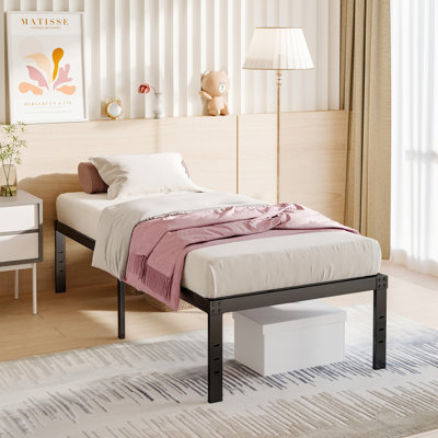 Paca 18'' High Heavy Metal Bed Frame, Support to 2000lbs, No Box Spring, Easy Assembly