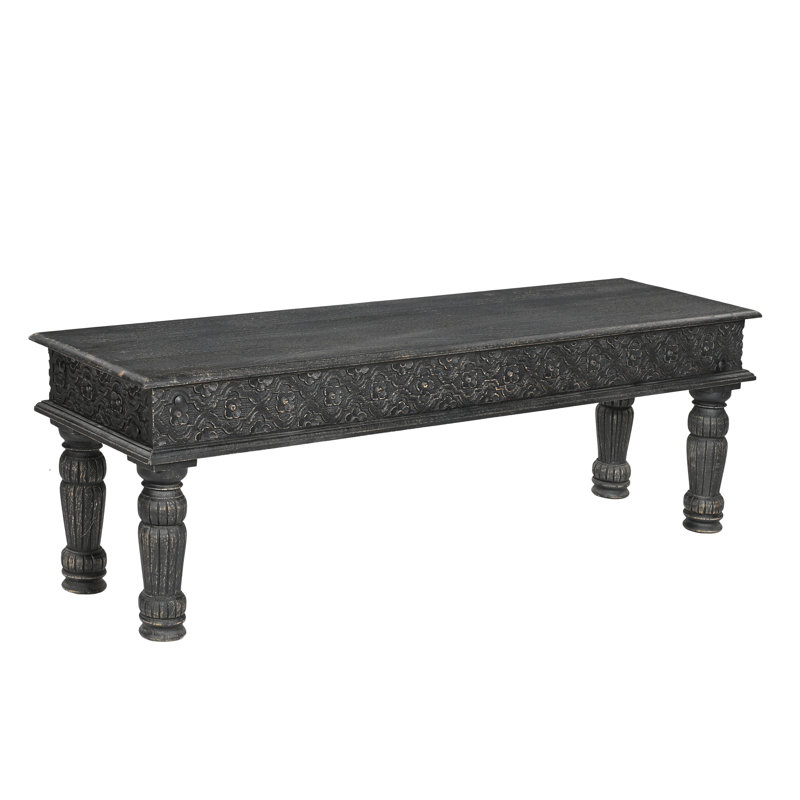 Aarohi Solid Wood Bench, Black, 58" W