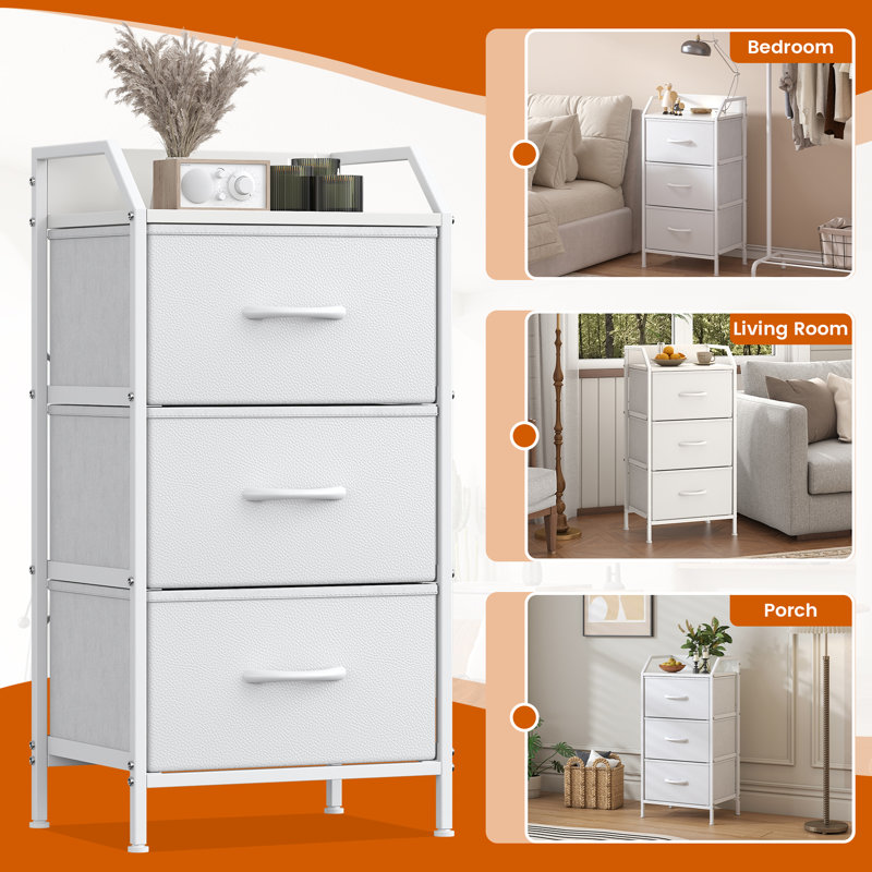 40 cm W Chest of 3 Drawers, White