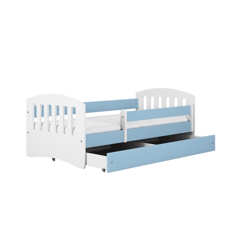 Hermes Drawer Convertible Bed and Mattress, Blue/White, European Toddler (80 x 180cm)