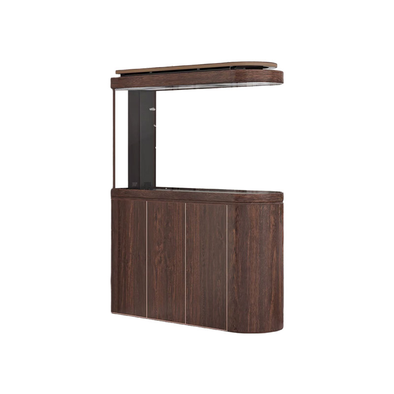 Aquarium aquarium semi-circulaire simple et moderne, Brun, H 61,4 po x l 59 po x P 15,7 po