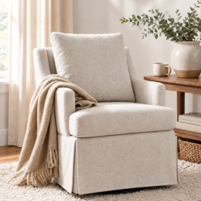 Modern Upholstered Chairs with Casters, Linen Dining Armchair, for Kitchen, Living Room, Bedroom, Beige