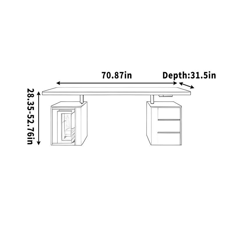 Bureau intelligent à hauteur réglable pour apprendre, H 52,76 po x l 70,87 po x P 31,50 po