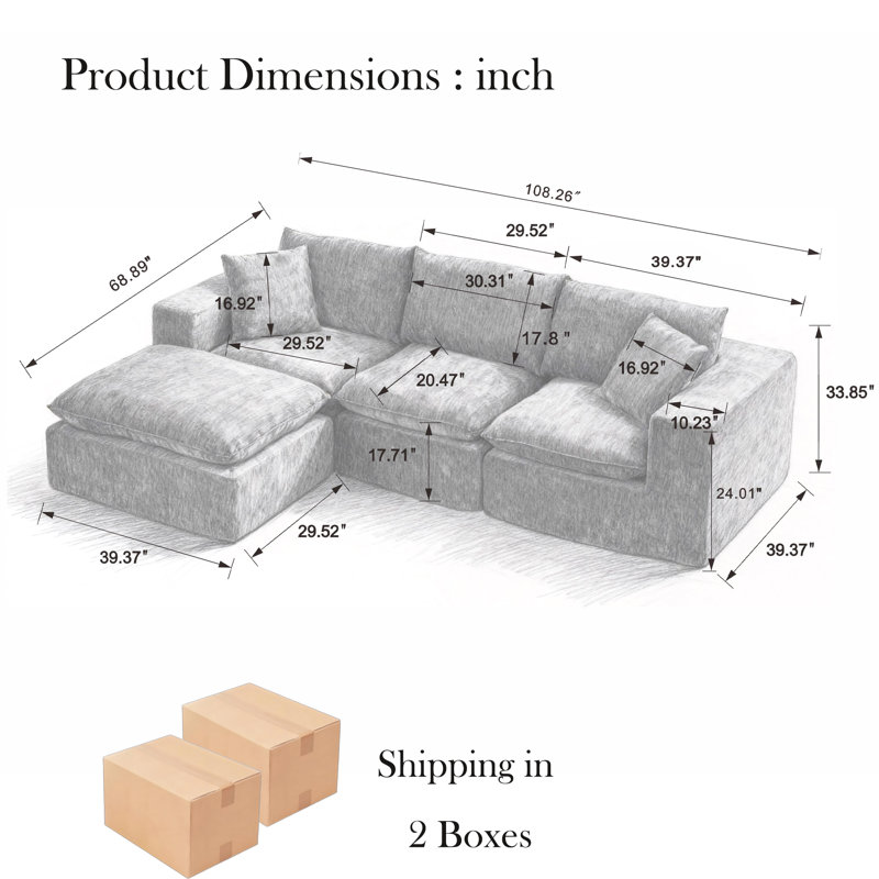 Canapé modulaire Modern, Chenille noir