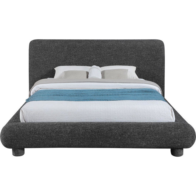 Huckstep Fabric Bed, King, Black Polyester Fabric