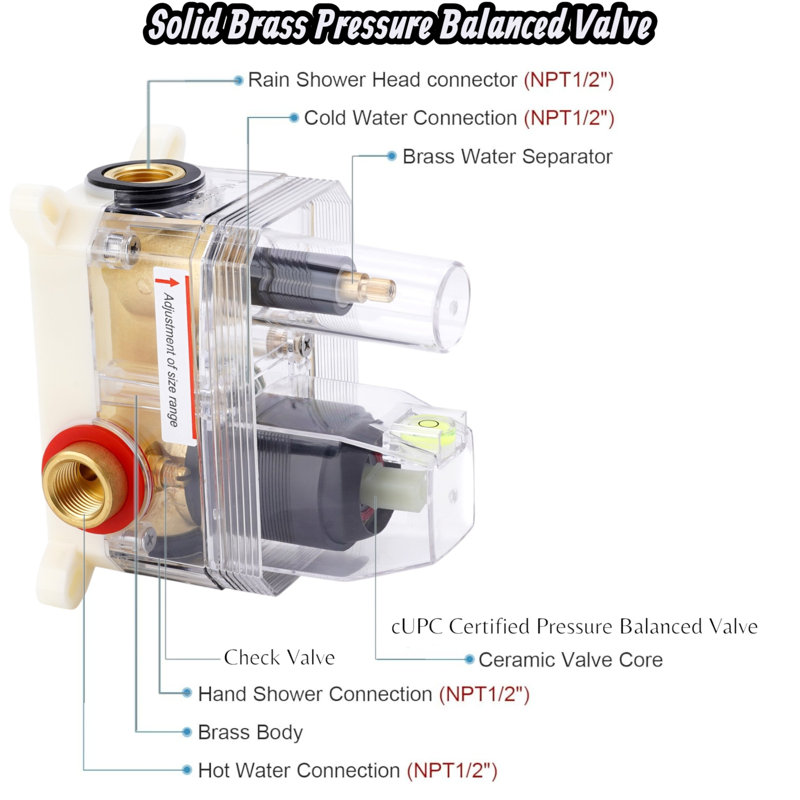 Complete Shower System with Rough-in Valve with 10 Inches Rain Shower Head, Brushed Gold