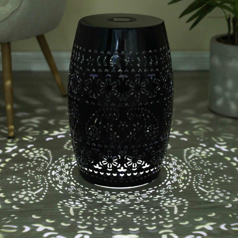 TABLE D'APPOINT avec éclairage intégré, conception en métal unique pour une utilisation intérieure et extérieure, Black