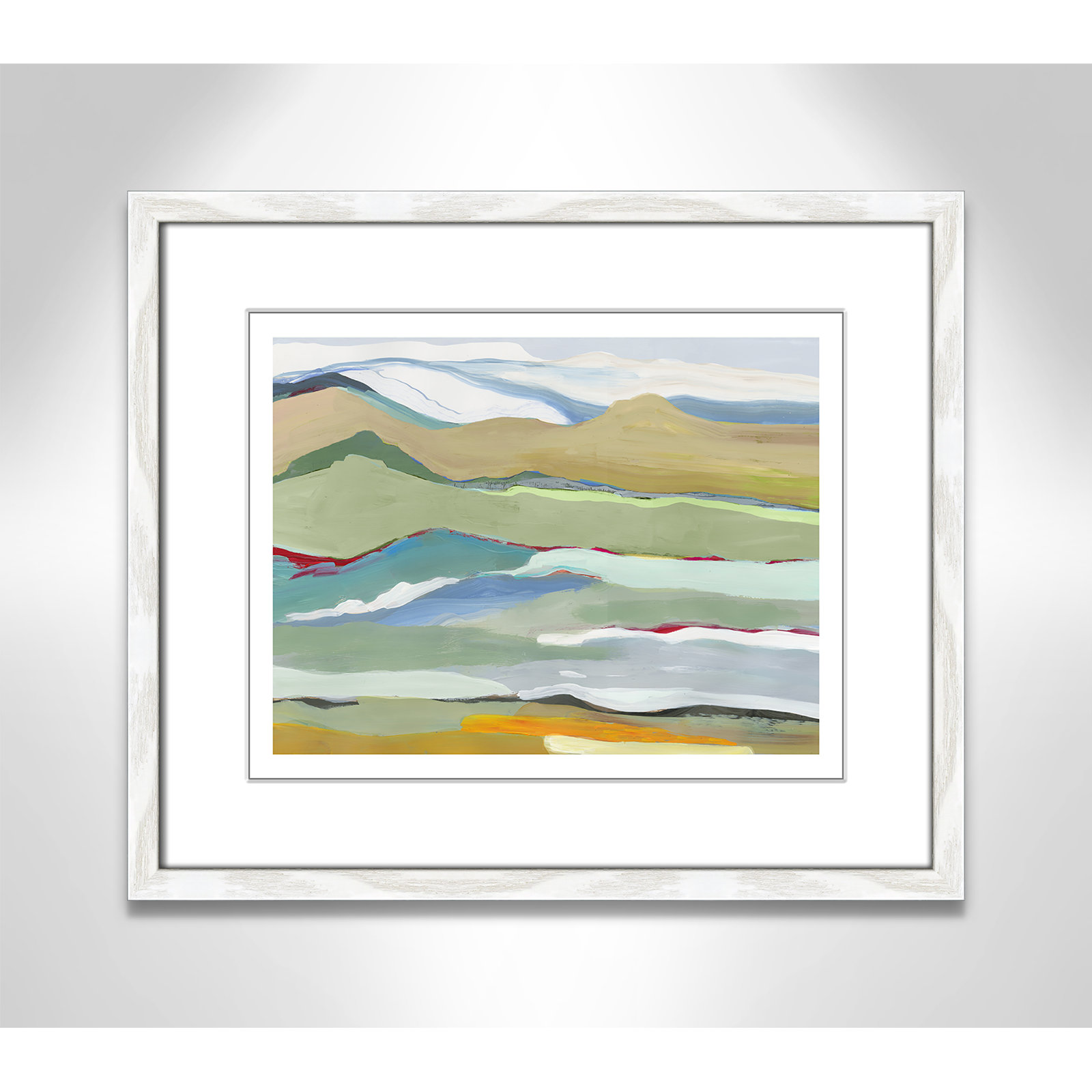 Dee "Goodbye Summer on the Hills" Painting, 16" H x 19" W x 0.75" D, White Wood Framed