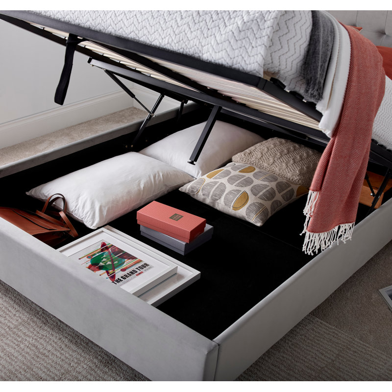 Owasso Upholstered Ottoman Bed, Grey, Kingsize (5')