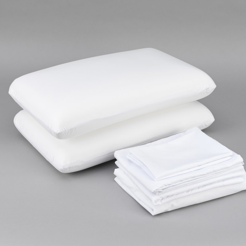 Cooled Bedding For King - 2 Molded Pillows, Soft Sheets, 5 Mattress Cover Bundle With Spill- Protector