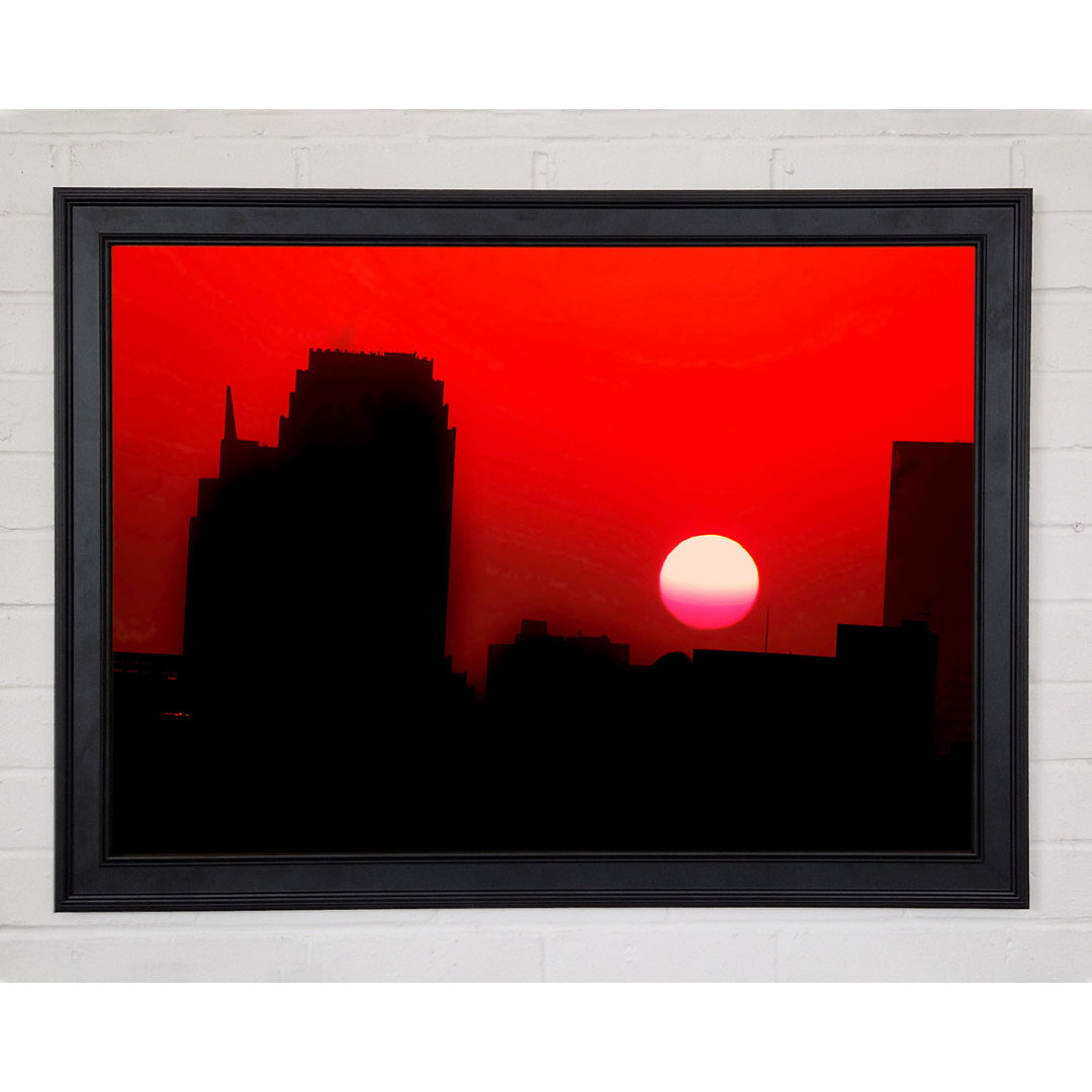 Red City Sundown Gerahmter Druck