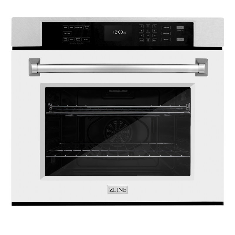 ZLINE 30 in. True Convection Single Wall Oven w/ Air Fry and Self Clean, Stainless Steel, Satin & White Matte