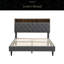 Structure de lit plateforme tapissier avec tête de lit moderne en tissu capitonné, ports USB, station de charge pratique, deux poches latérales, pas besoin de sommier-274932051-274932050