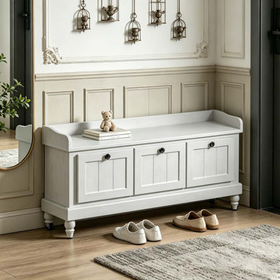 Banc à chaussures avec coussin et trois tiroirs