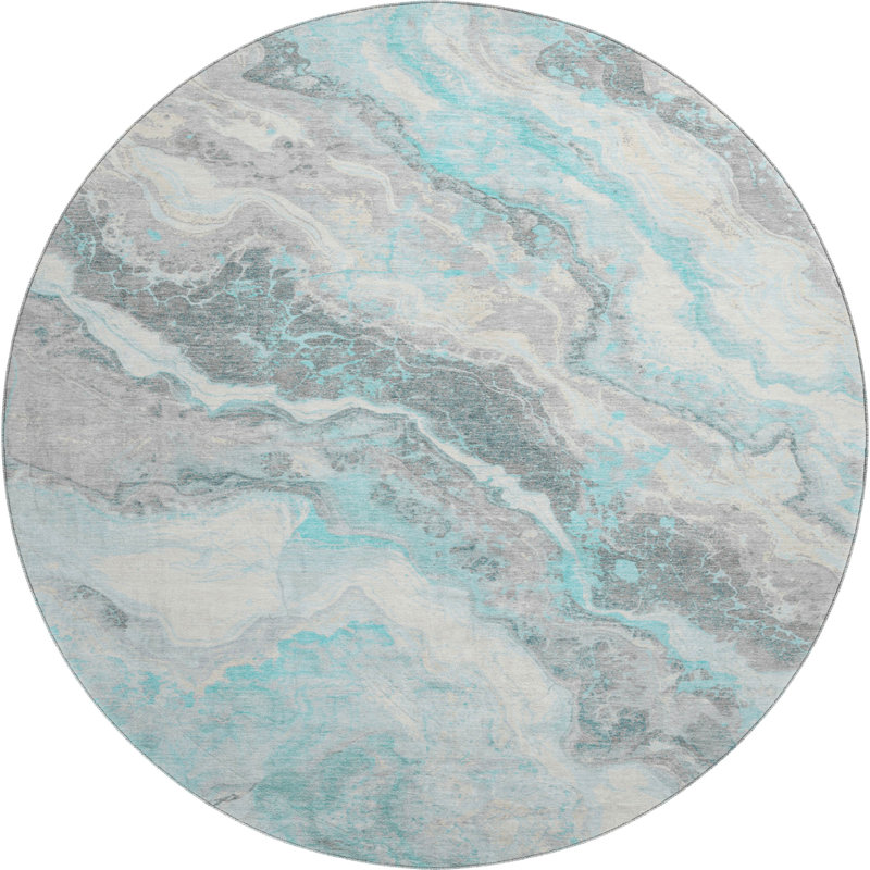 Premium Machine Washable Varroville AMF1709 Abstract Rug, Round 8'