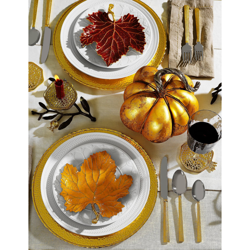 Vine Handmade Decorative Plate, Orange