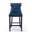Tabourets de bar contemporains en velours, tissu, chevilles réglables bleues de 2 chaises Mid-Century, coussin à structure élastique double, structure en bois-145283642