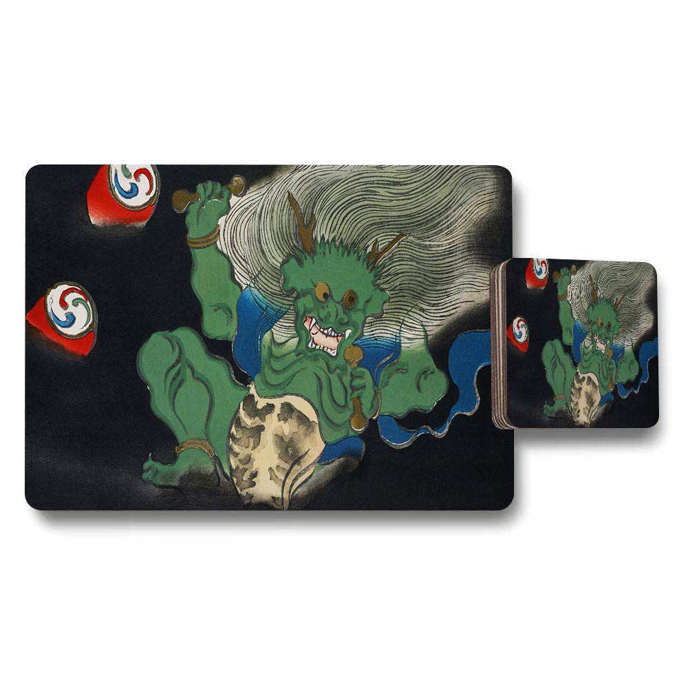 Dragon Themed Placemat And Coaster Set For Dining Table Decor