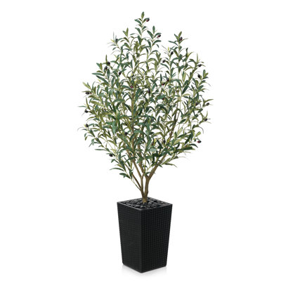 Adcock Artificial Olive Tree for Indoor & Outdoor Home Decor, Faux Olive Tree with Decorative Pot