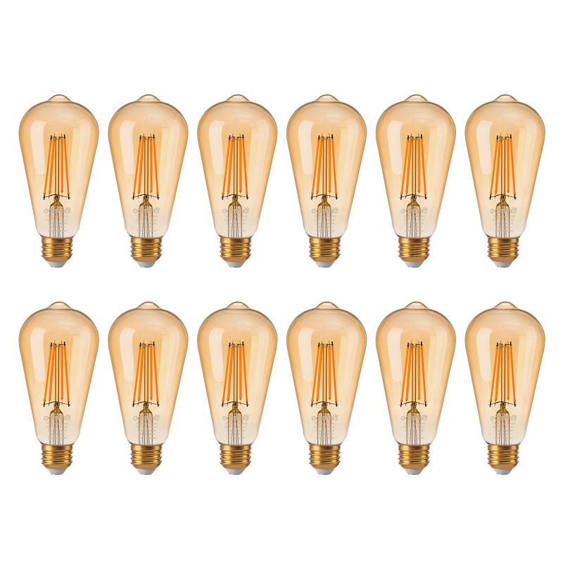 8 watts (équivalent à 60 watts), ampoule à DEL à intensité variable ST64, ambre chaud (2 200 K), culot E26 / moyen (standard) (ensemble de 12)
