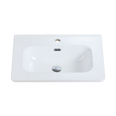 BB0424Y301, lavabo intégré en céramique blanc brillant, bonde et robinet non inclus