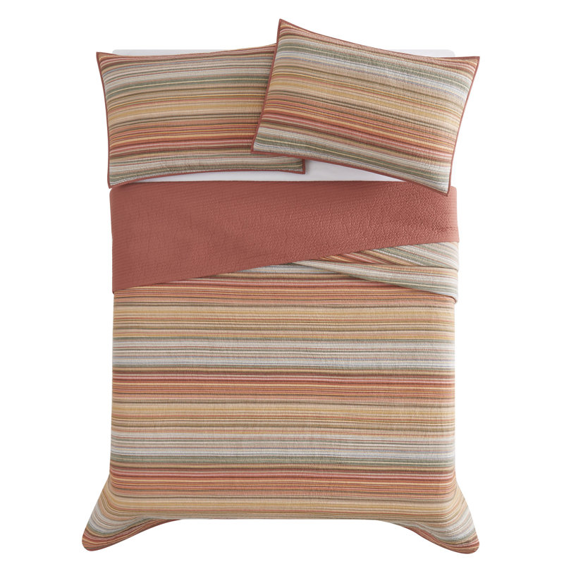 Ensemble de courtepointe à rayures Sunset, Courtepointe grand + 2 couvre-oreillers standard