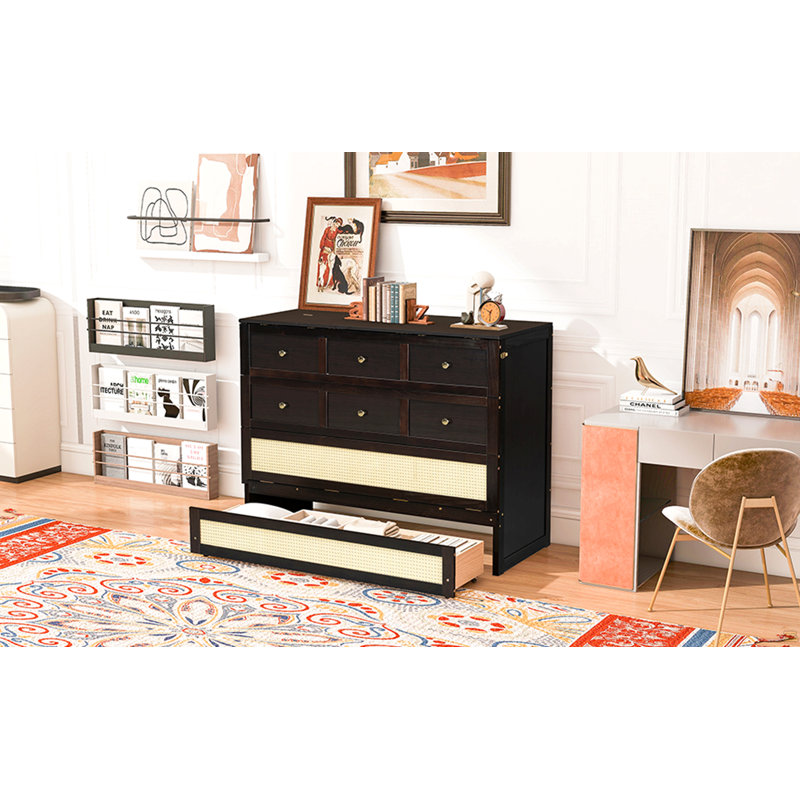 Lit escamotable double avec grands tiroirs, Espresso