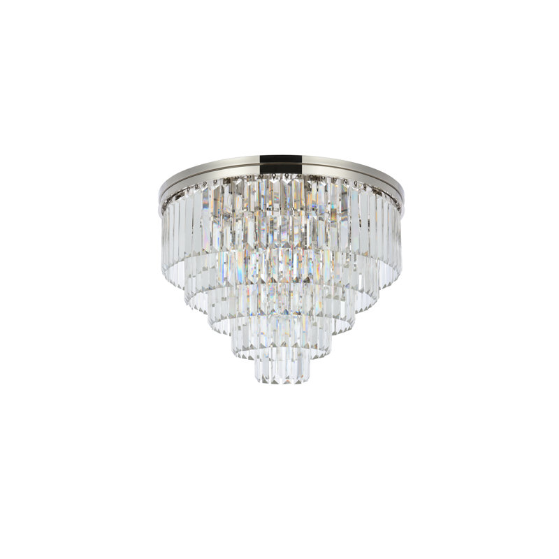 Yazmin Crystal Flush Mount, Clear, Polished Nickel