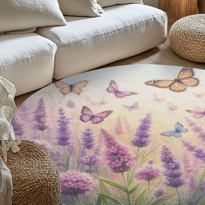 Tapis tressé Lavender Wings, Rond 5 pi