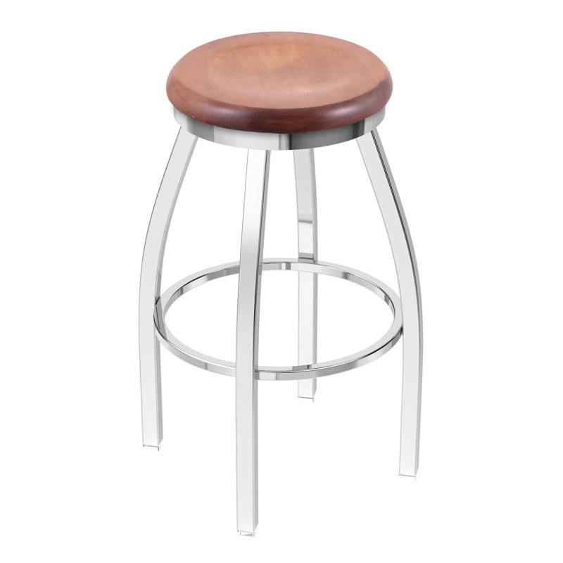 802 Misha Swivel Bar Stool, Medium Maple, Chrome, Extra Tall (36" Seat Height)