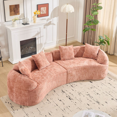 Canapé modulaire en chenille avec 4 coussins et siège moelleux