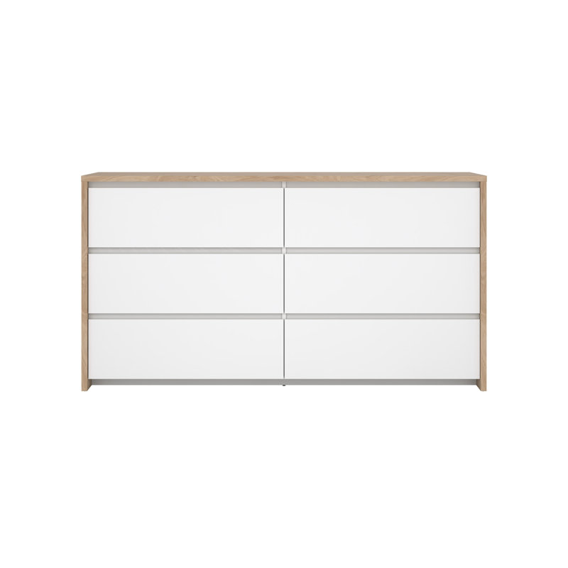 Commode double 6 tiroirs Amily, Naturel
